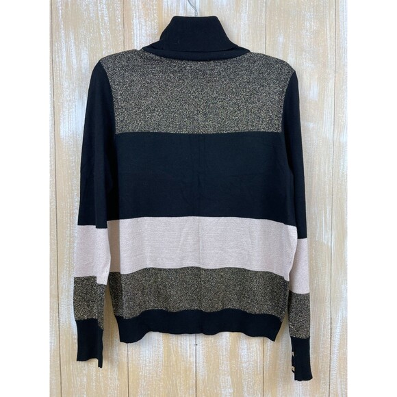 Ann Taylor Factory Metallic Striped Turtleneck Sweater Size Large NWT - Picture 2 of 8